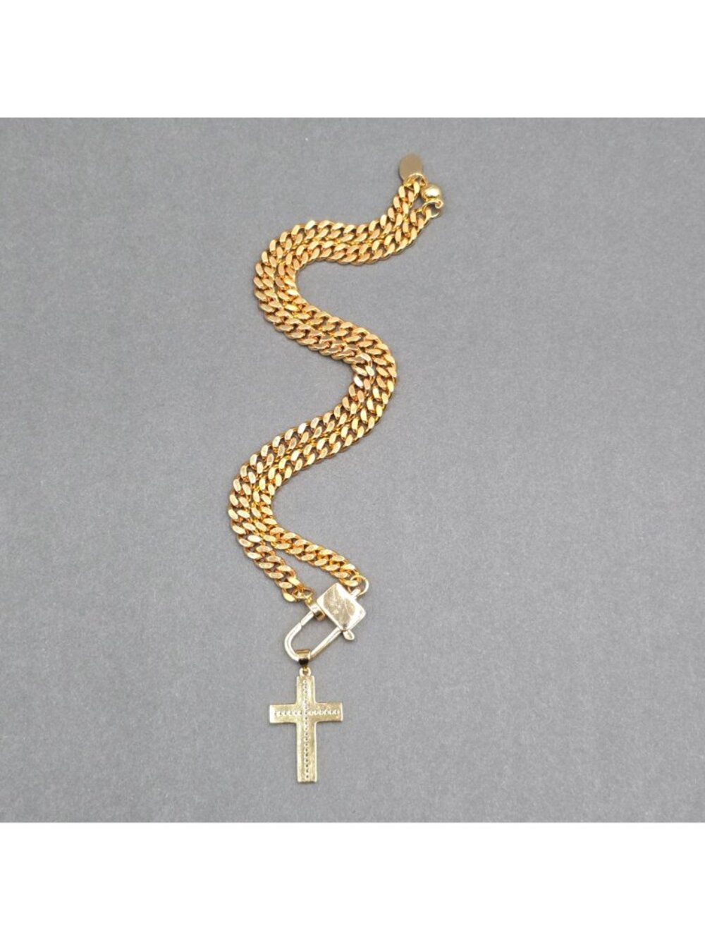 Melania Clara Wendy Necklace Blue Enamel Cross Pendant Gold Plated Curb Chain 16 - Picture 11 of 16